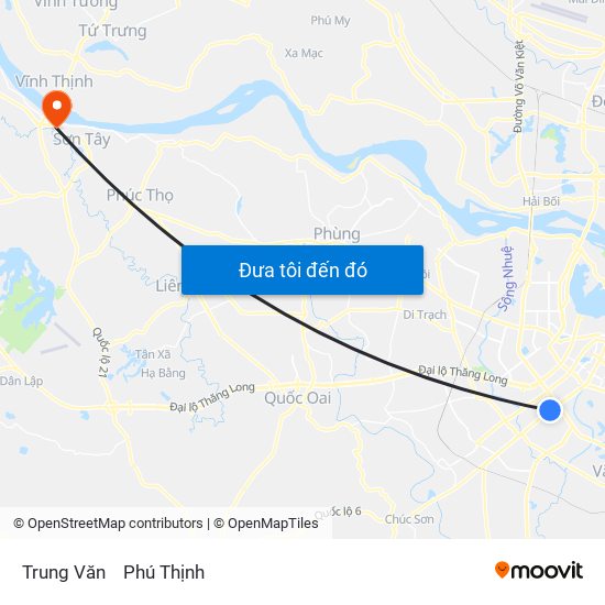 Trung Văn to Phú Thịnh map