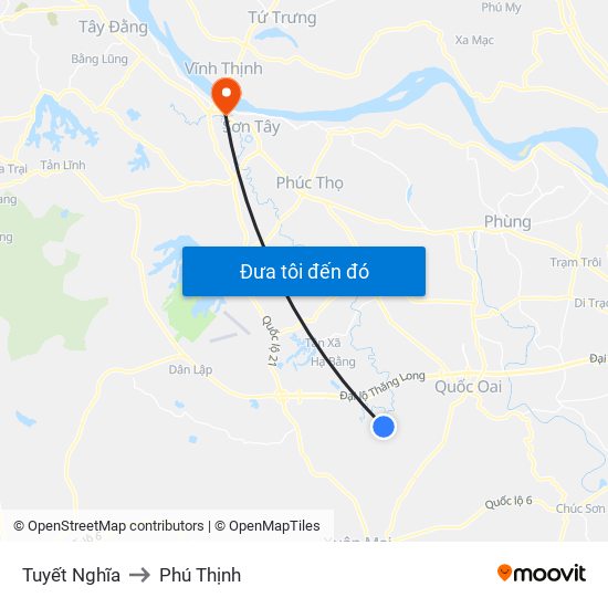 Tuyết Nghĩa to Phú Thịnh map