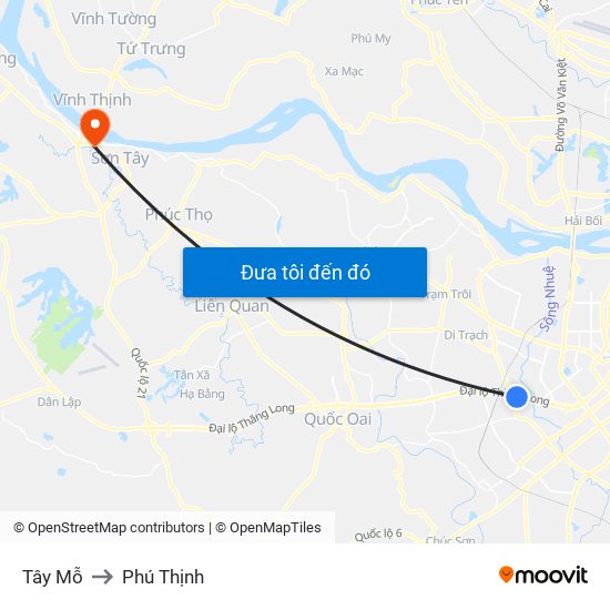 Tây Mỗ to Phú Thịnh map