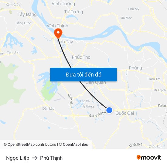 Ngọc Liệp to Phú Thịnh map