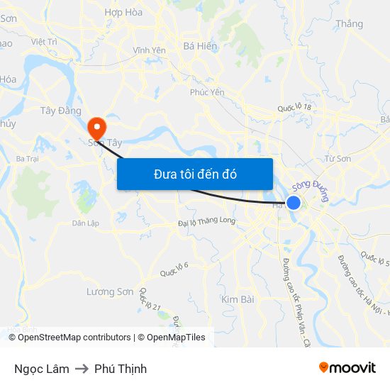 Ngọc Lâm to Phú Thịnh map