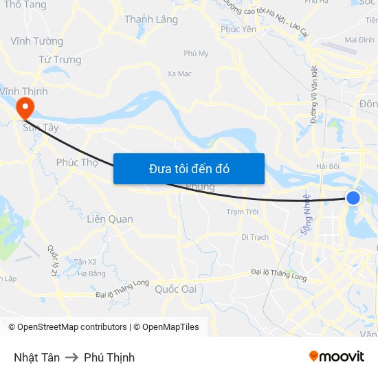 Nhật Tân to Phú Thịnh map