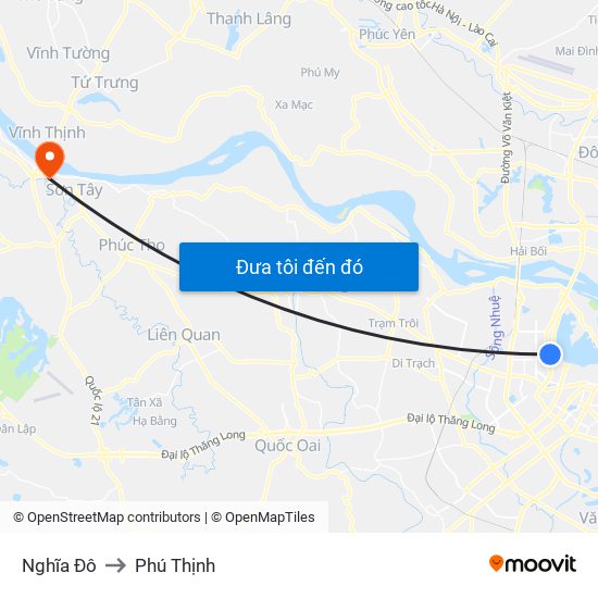 Nghĩa Đô to Phú Thịnh map