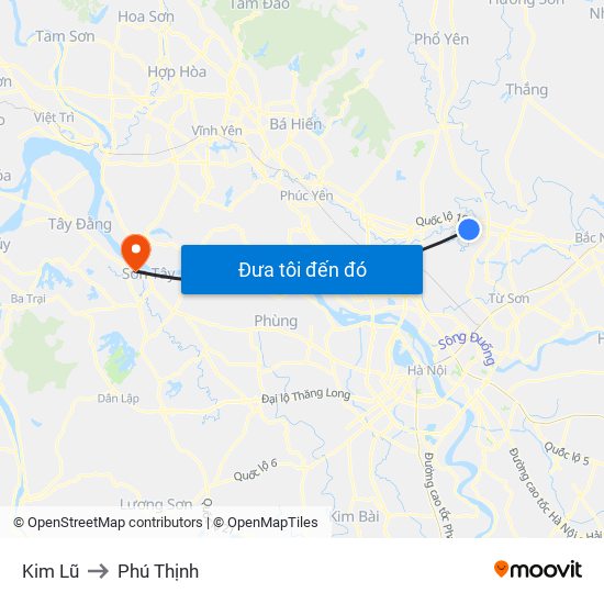 Kim Lũ to Phú Thịnh map