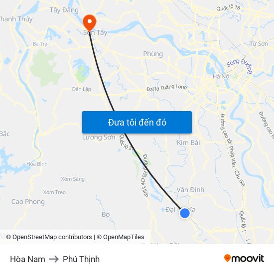 Hòa Nam to Phú Thịnh map