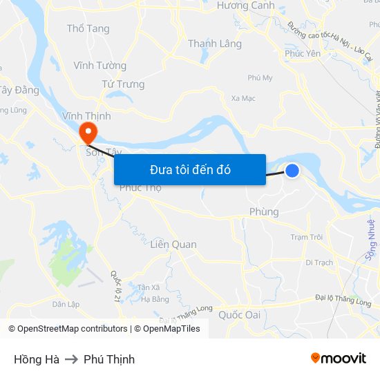 Hồng Hà to Phú Thịnh map