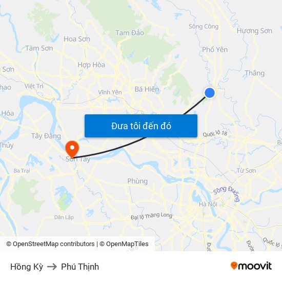 Hồng Kỳ to Phú Thịnh map