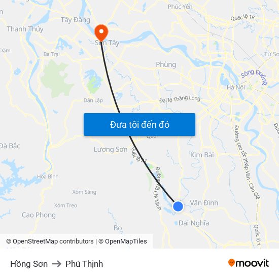 Hồng Sơn to Phú Thịnh map
