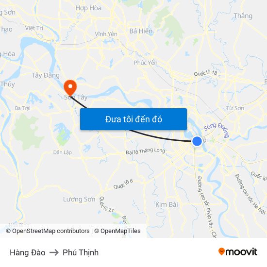 Hàng Đào to Phú Thịnh map