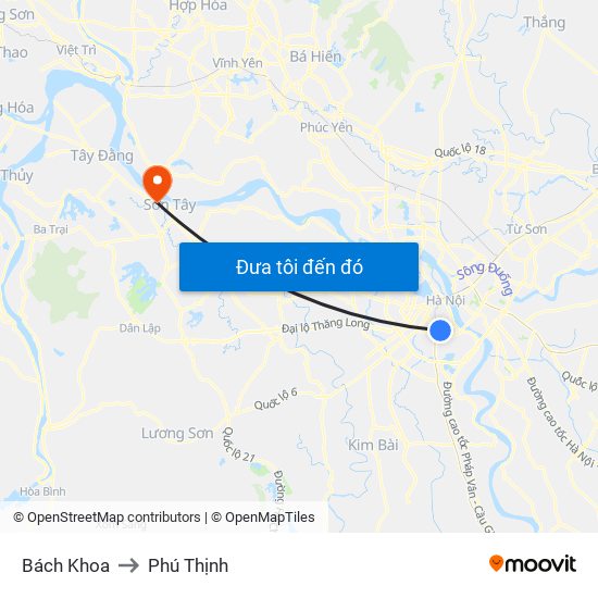 Bách Khoa to Phú Thịnh map