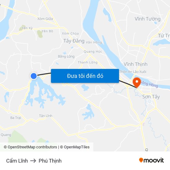 Cẩm Lĩnh to Phú Thịnh map