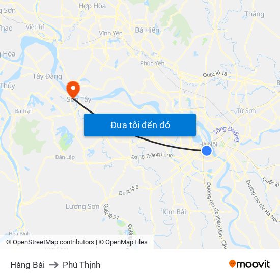 Hàng Bài to Phú Thịnh map