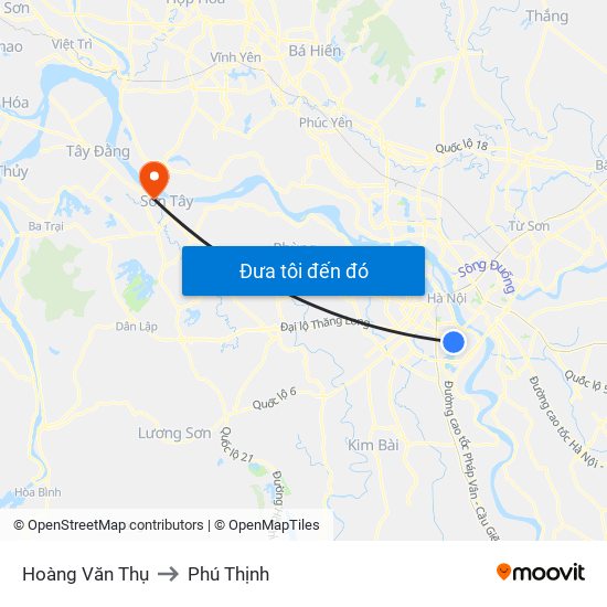 Hoàng Văn Thụ to Phú Thịnh map