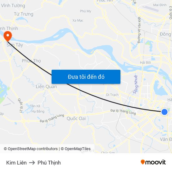 Kim Liên to Phú Thịnh map