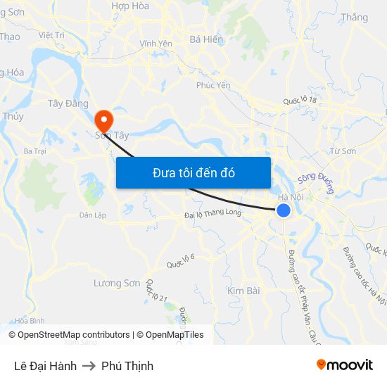 Lê Đại Hành to Phú Thịnh map