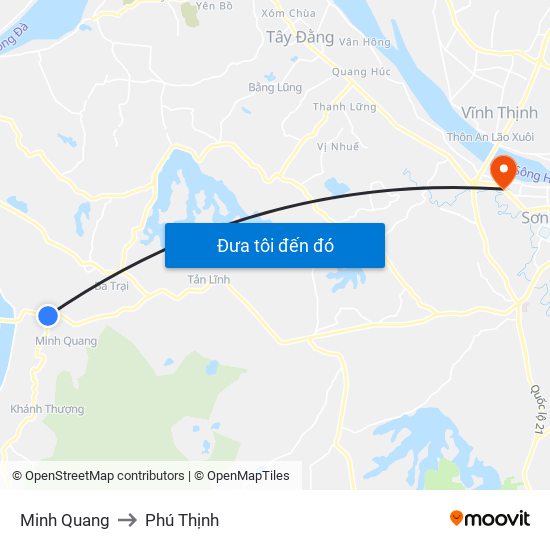 Minh Quang to Phú Thịnh map