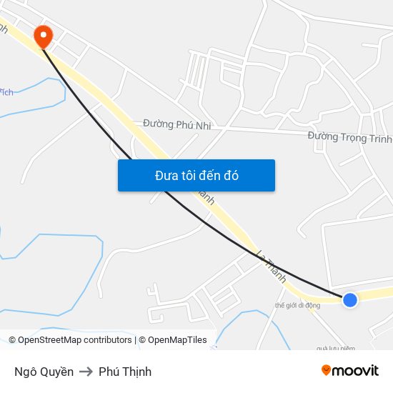 Ngô Quyền to Phú Thịnh map