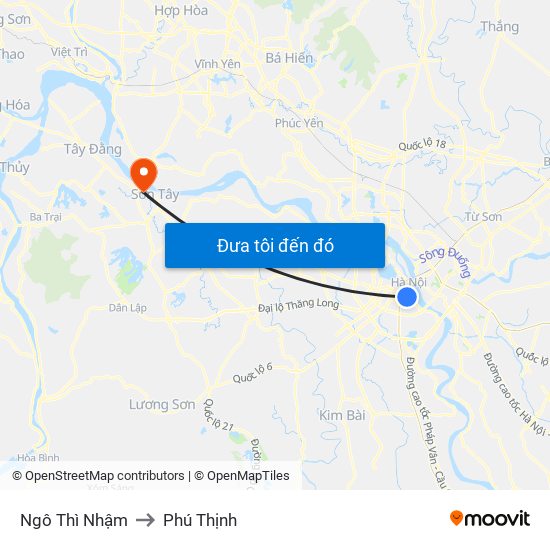 Ngô Thì Nhậm to Phú Thịnh map