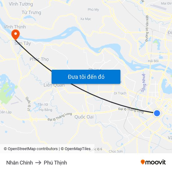 Nhân Chính to Phú Thịnh map