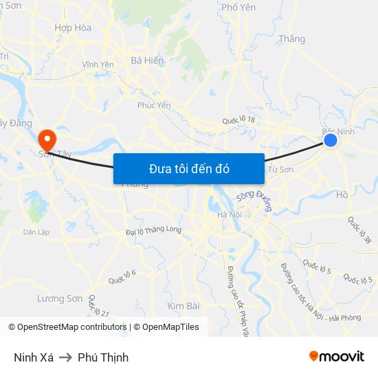 Ninh Xá to Phú Thịnh map