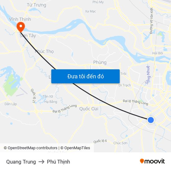 Quang Trung to Phú Thịnh map