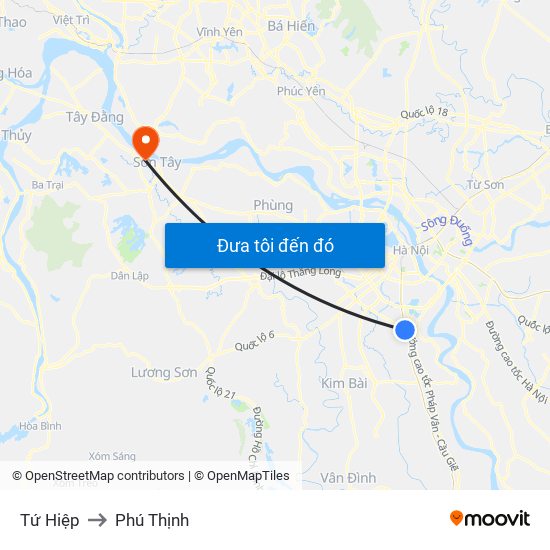 Tứ Hiệp to Phú Thịnh map