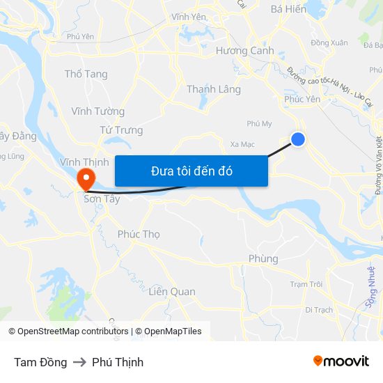 Tam Đồng to Phú Thịnh map