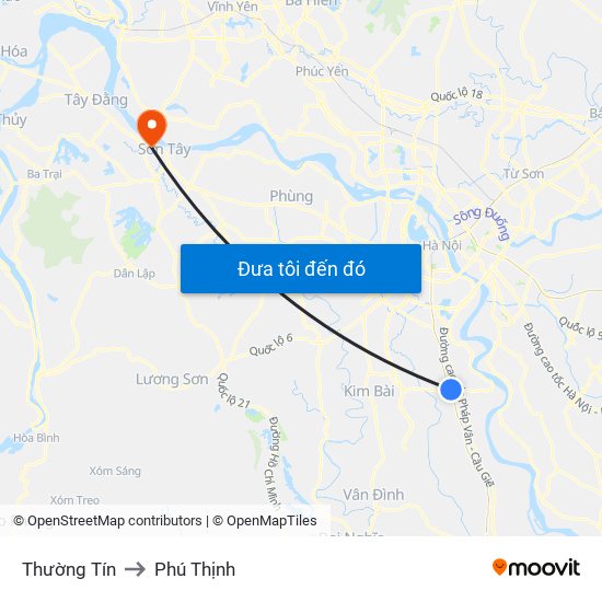 Thường Tín to Phú Thịnh map