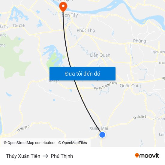 Thủy Xuân Tiên to Phú Thịnh map