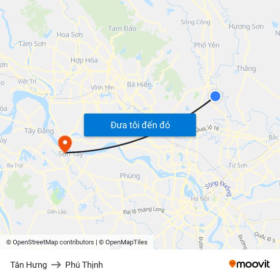 Tân Hưng to Phú Thịnh map