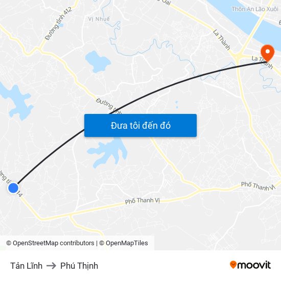 Tản Lĩnh to Phú Thịnh map