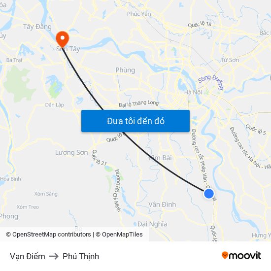 Vạn Điểm to Phú Thịnh map