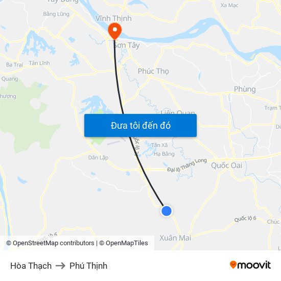 Hòa Thạch to Phú Thịnh map