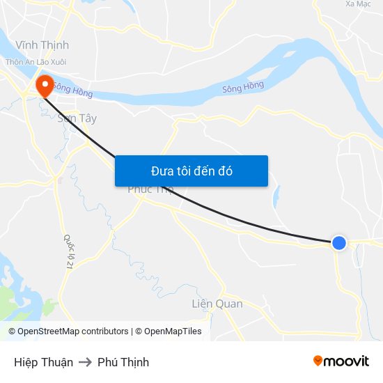 Hiệp Thuận to Phú Thịnh map