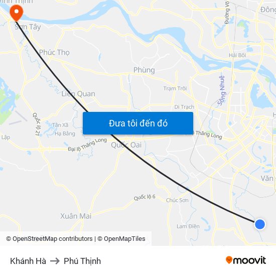 Khánh Hà to Phú Thịnh map