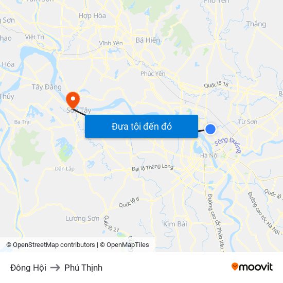 Đông Hội to Phú Thịnh map