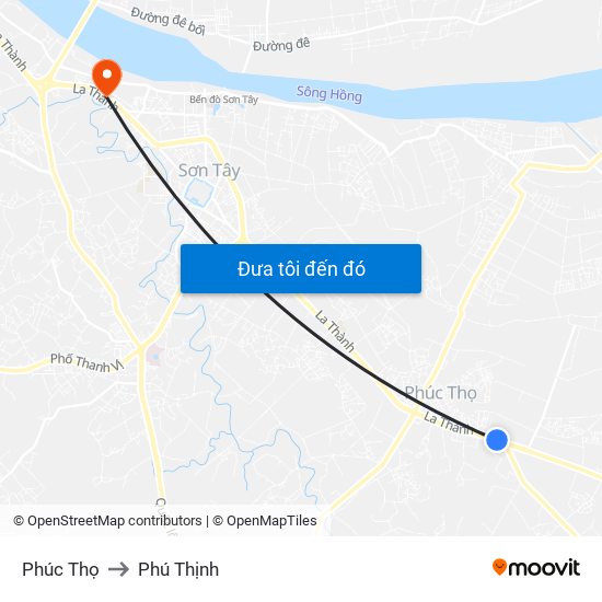 Phúc Thọ to Phú Thịnh map