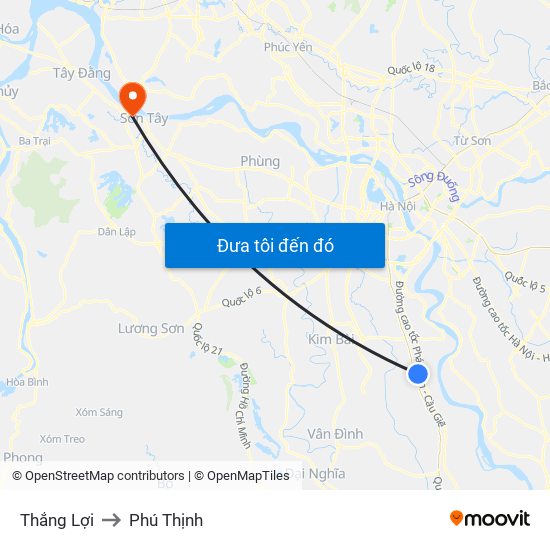 Thắng Lợi to Phú Thịnh map