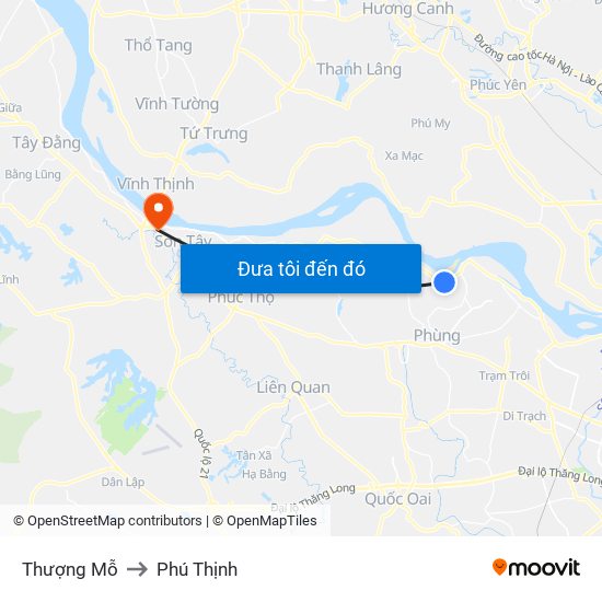 Thượng Mỗ to Phú Thịnh map
