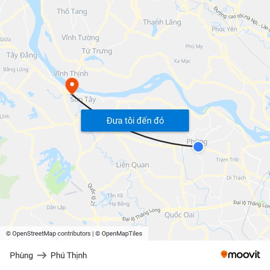 Phùng to Phú Thịnh map