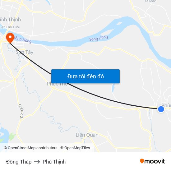 Đồng Tháp to Phú Thịnh map