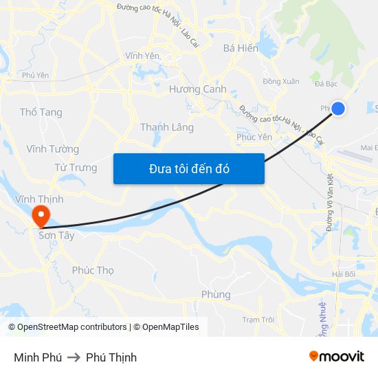 Minh Phú to Phú Thịnh map