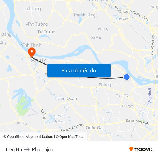 Liên Hà to Phú Thịnh map