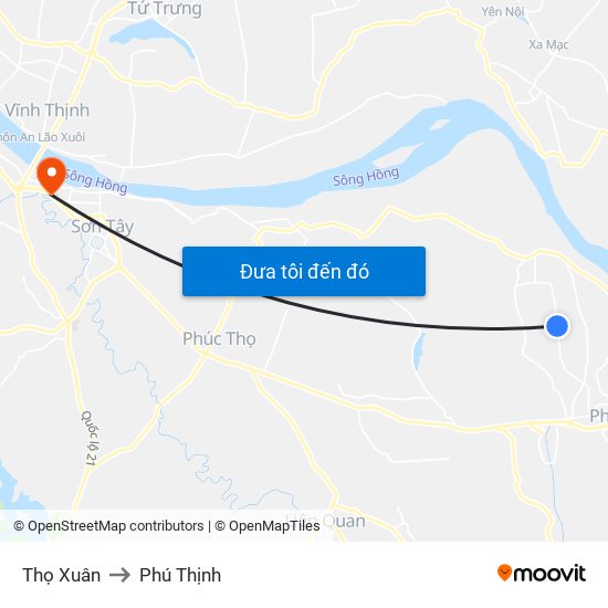 Thọ Xuân to Phú Thịnh map