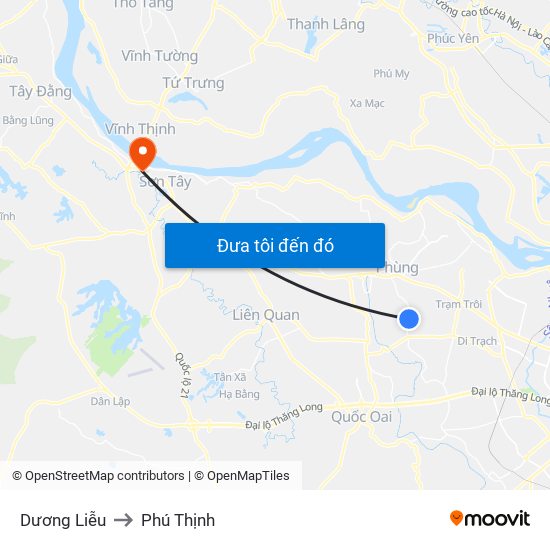 Dương Liễu to Phú Thịnh map