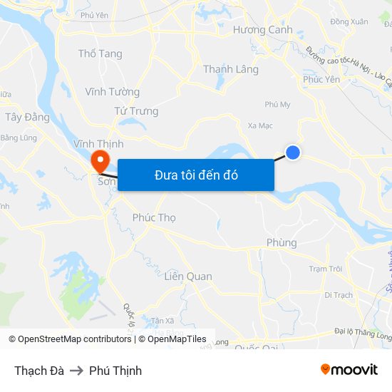 Thạch Đà to Phú Thịnh map