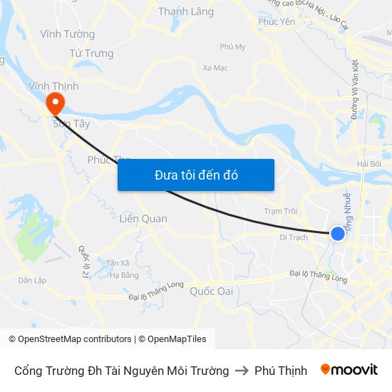 Cổng Trường Đh Tài Nguyên Môi Trường to Phú Thịnh map