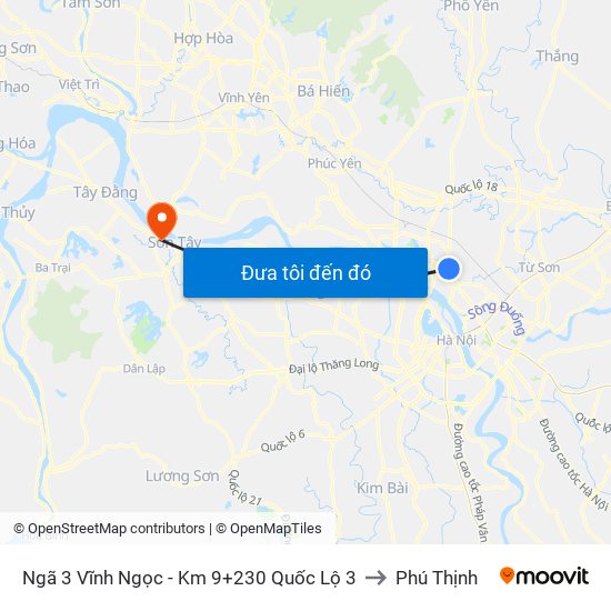 Ngã 3 Vĩnh Ngọc - Km 9+230 Quốc Lộ 3 to Phú Thịnh map