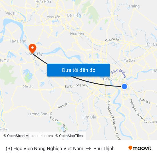 (B) Học Viện Nông Nghiệp Việt Nam to Phú Thịnh map