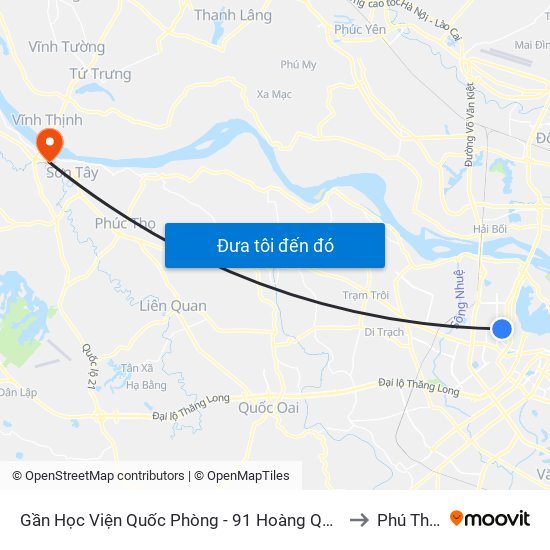 Gần Học Viện Quốc Phòng - 91 Hoàng Quốc Việt to Phú Thịnh map